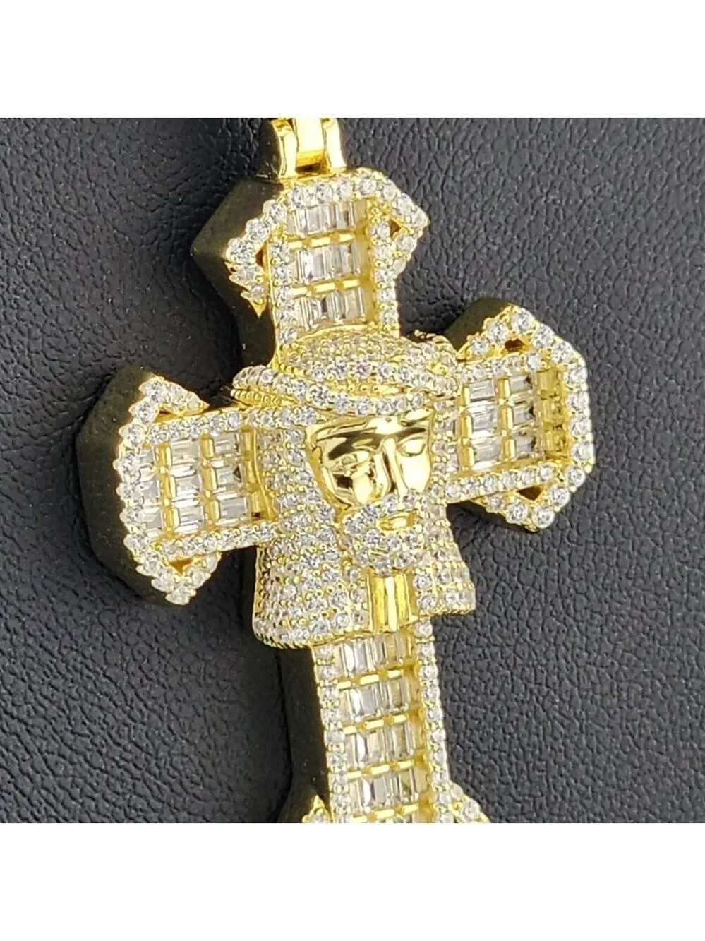 Sterling Silver 925 Cross Necklace with Jesus Face Religious Pendant